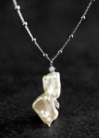 Collier Perles Baroques et Diamants